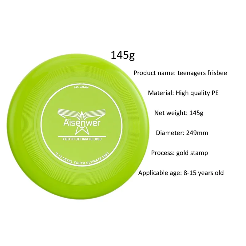 Frisbee pour enfants AISENWER Ultimate Disc Jaune 110g – Image 3